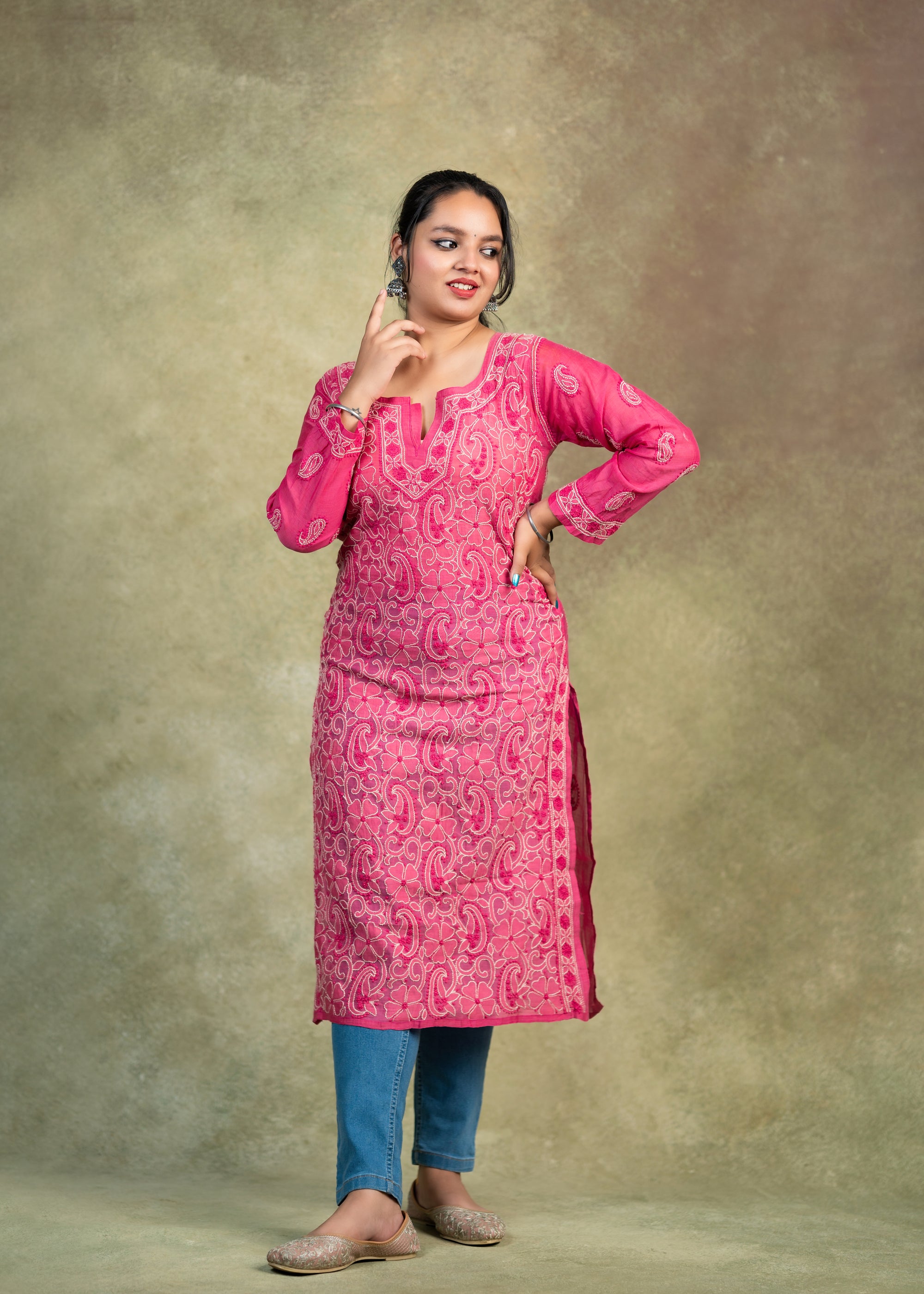 chanderi chikankari kurta