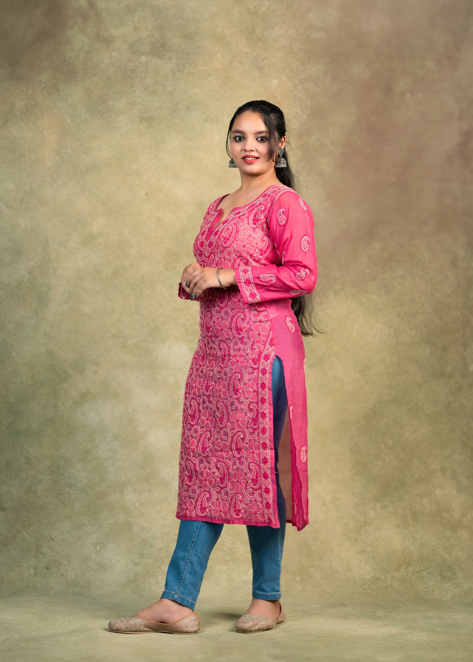 chanderi chikankari kurta