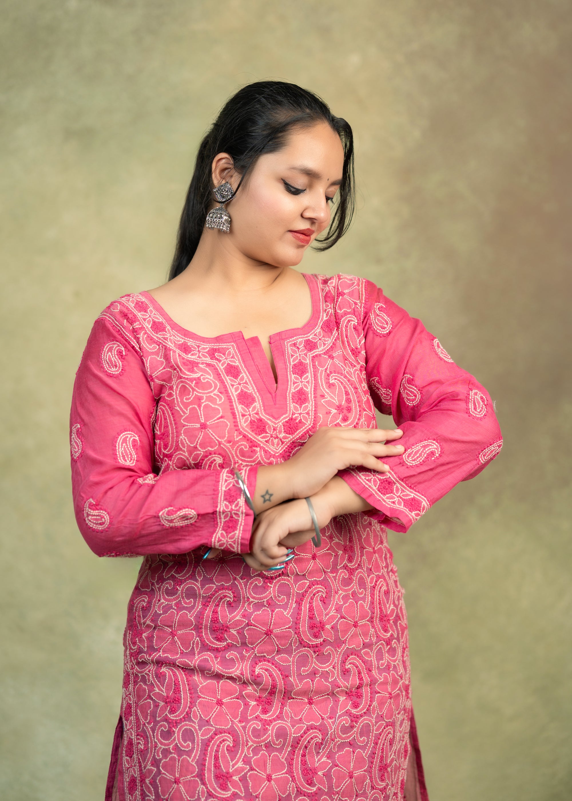 chanderi chikankari kurta