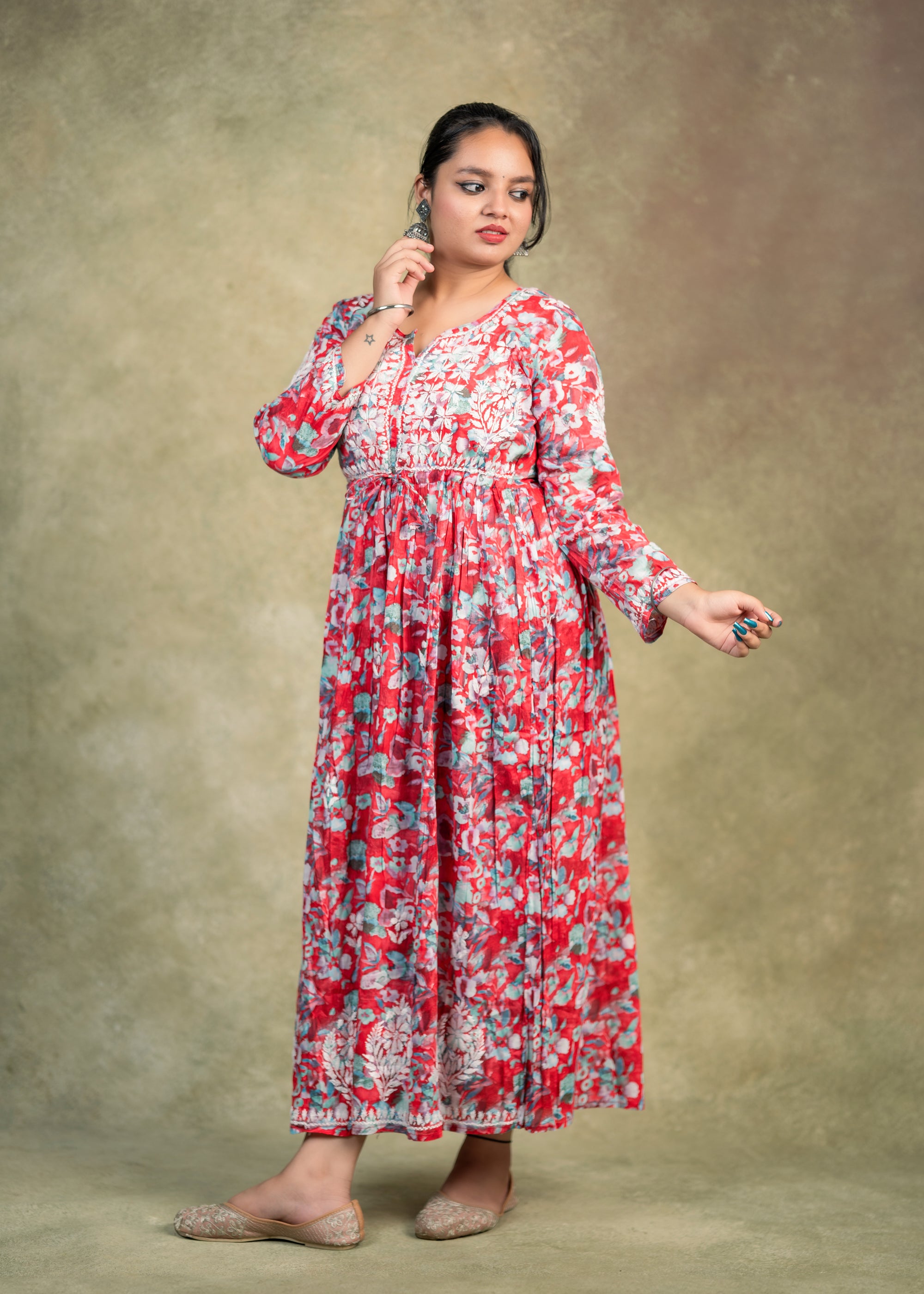 Aaina chikankari long dress