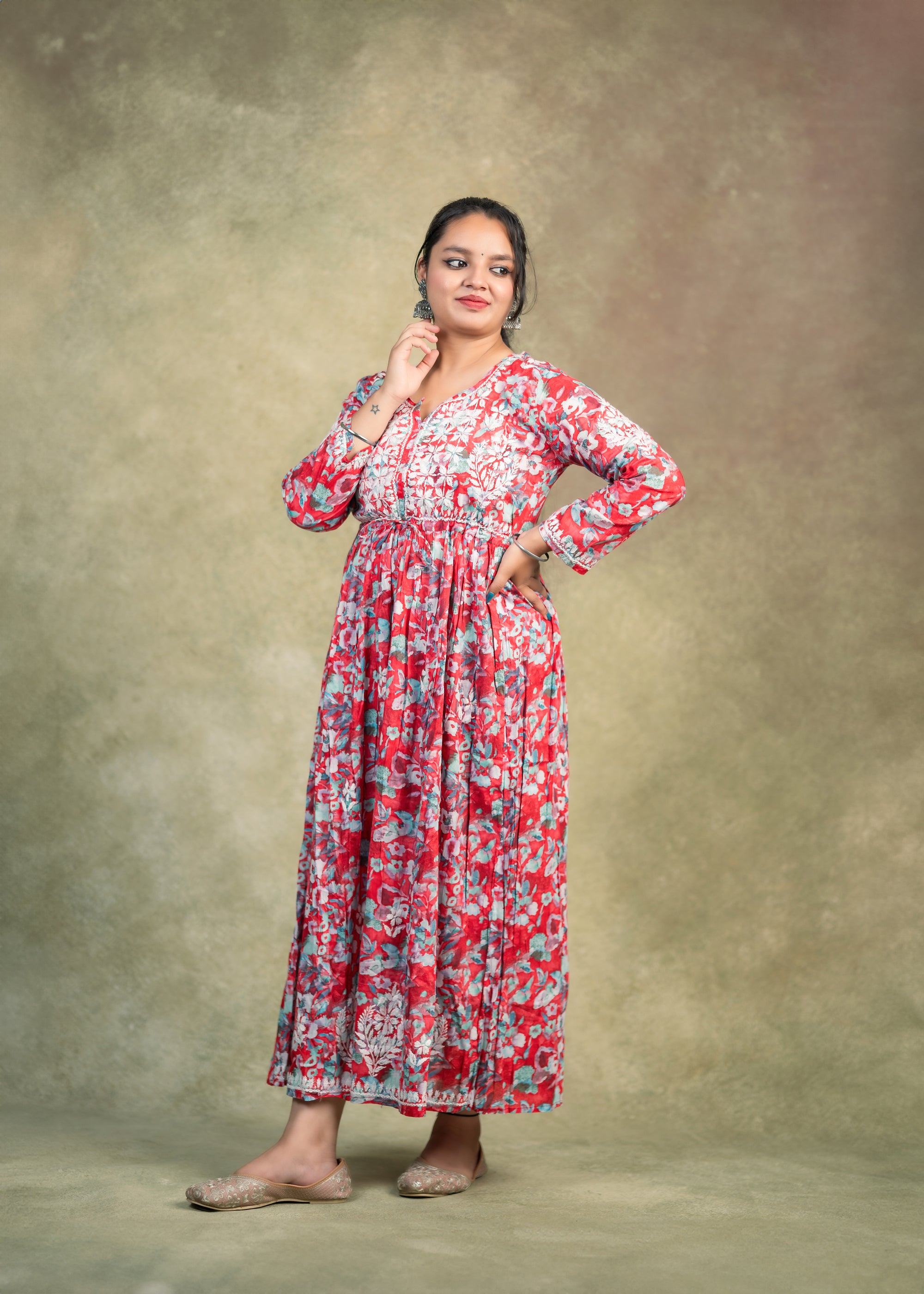 Aaina chikankari long dress