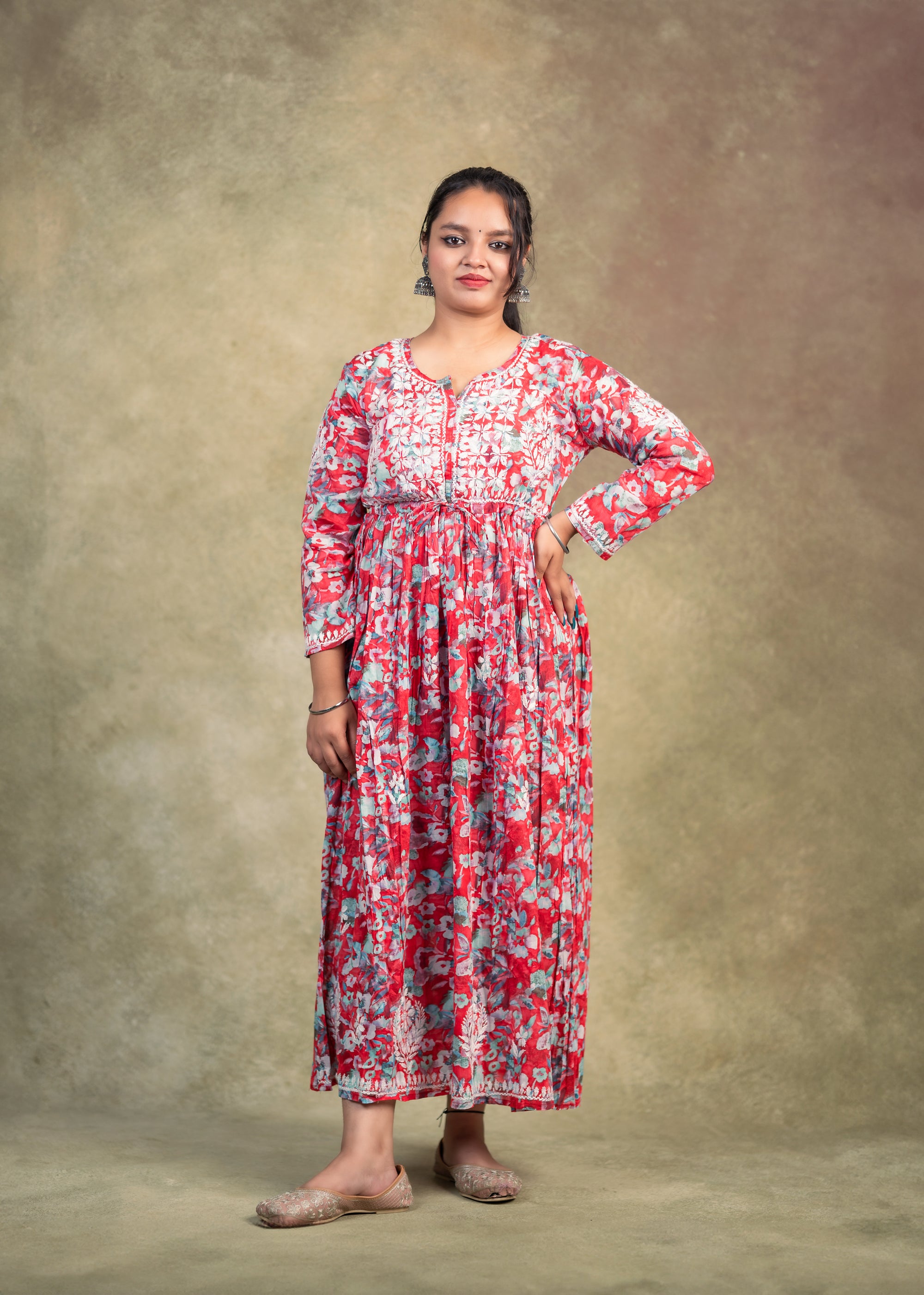 Aaina chikankari long dress