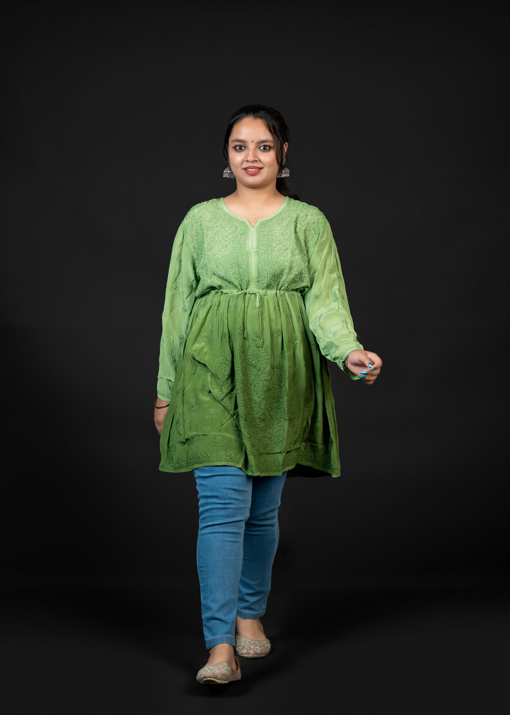 chikankari short kurti