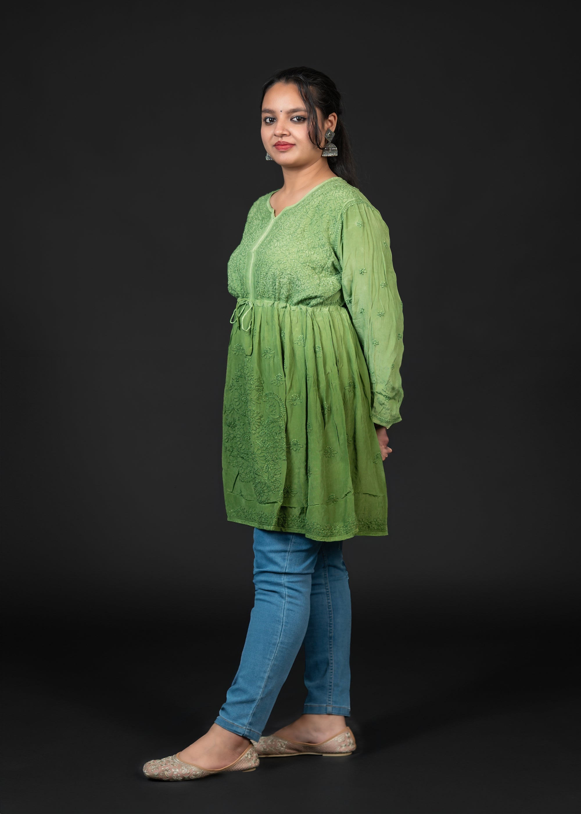 chikankari short kurti