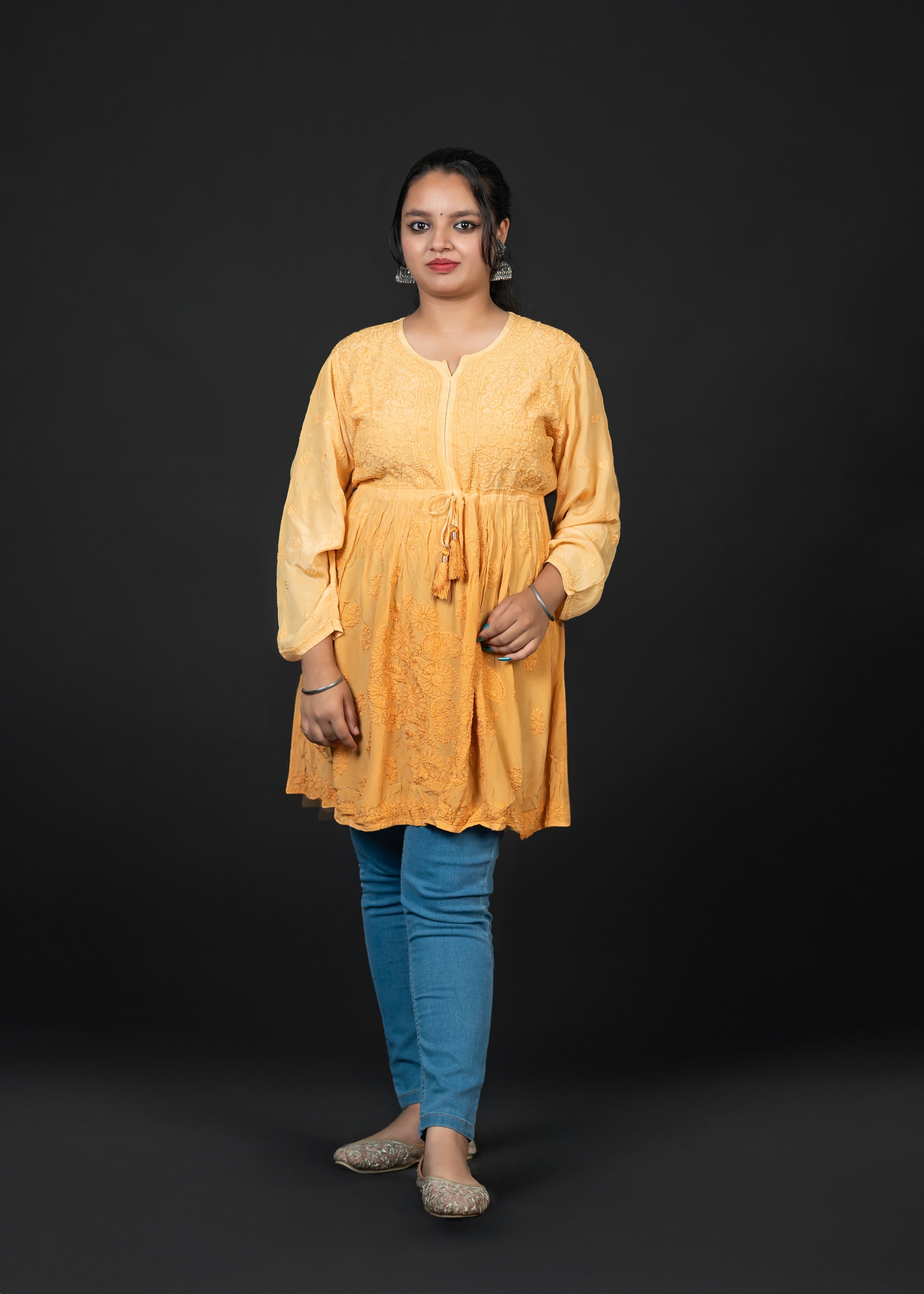 chikankari short kurti