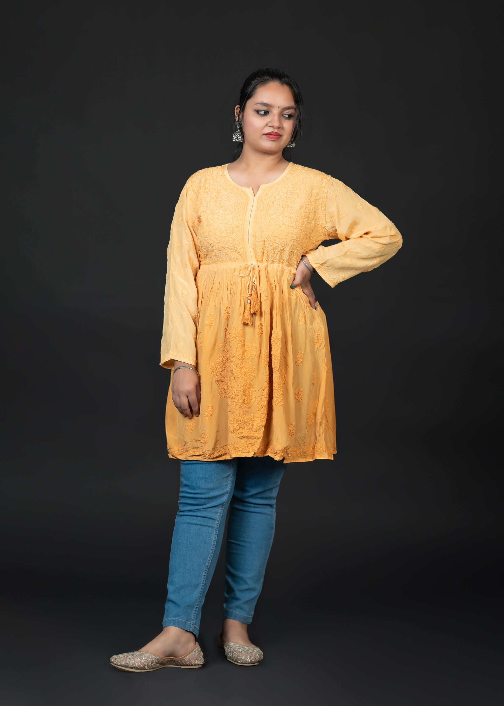 chikankari short kurti