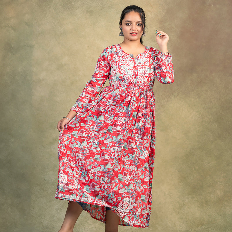 Aaina chikankari long dress