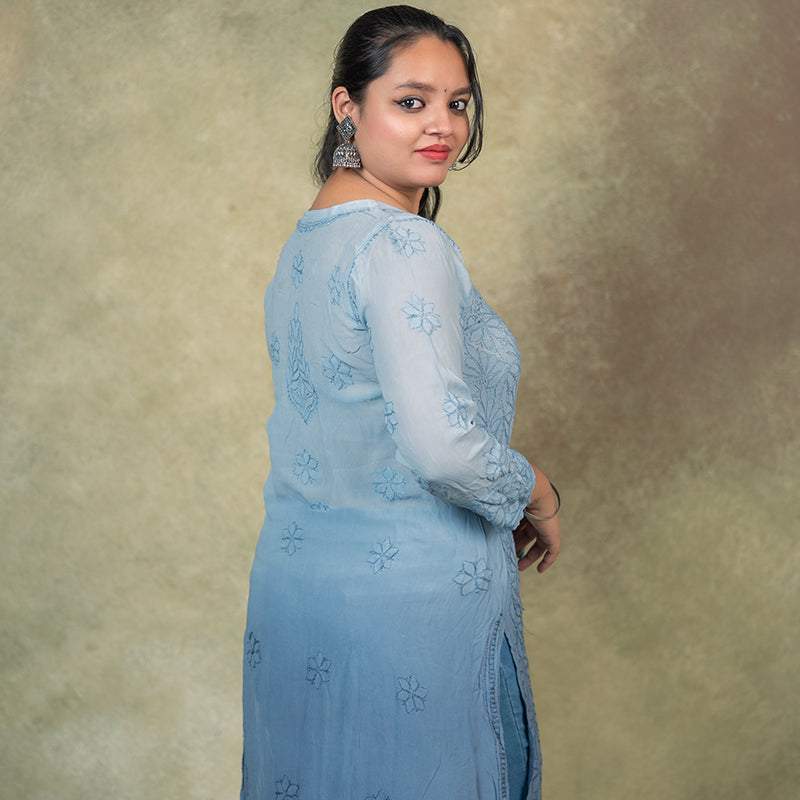 Ombre chikankari kurti