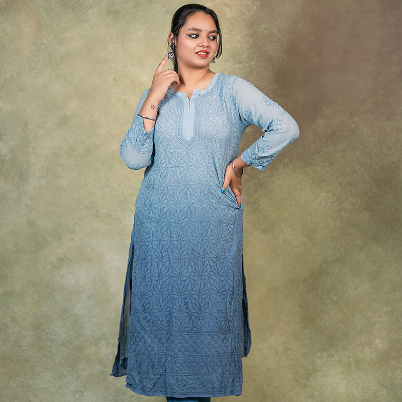 Ombre chikankari kurti