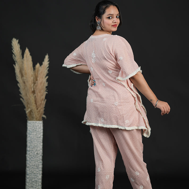 chikankari kaftan set