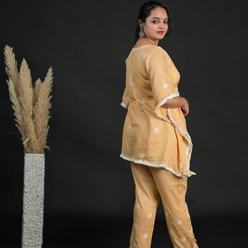 chikankari kaftan set