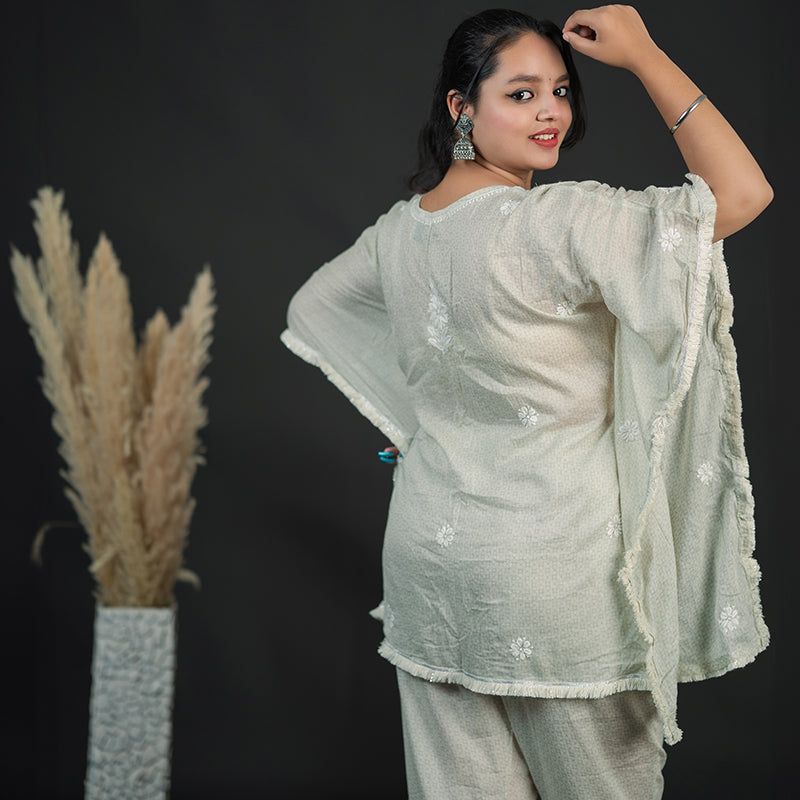 chikankari kaftan set