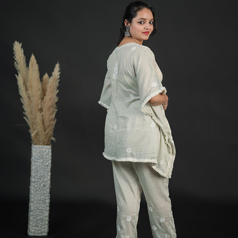 chikankari kaftan set