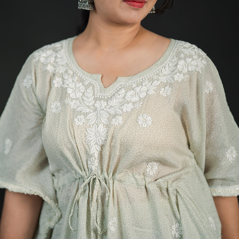 chikankari kaftan set